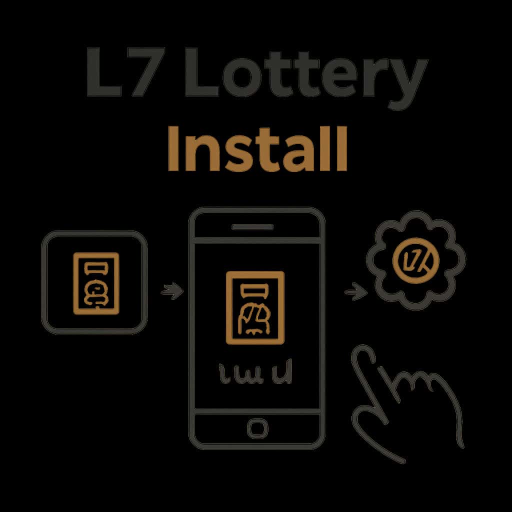 Illustration detailing the steps to install the L7 Lottery application.