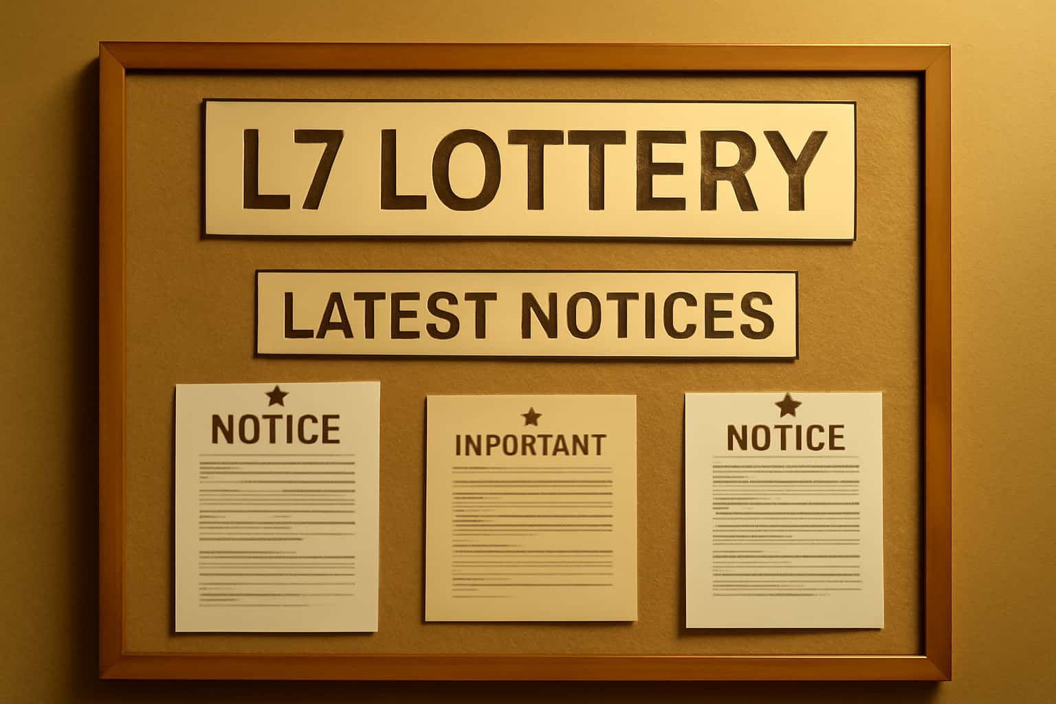 An informative scene displaying the text 'Latest L7 Lottery Notices' in a clean, futuristic style.